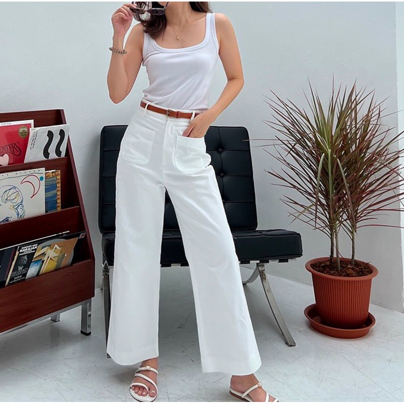 (ใช้โค้ดลด20-30%ได้) ส่งต่อ Ketch.apparels - DOUBLE POCKET DENIM ไซส์ M (WHITE)