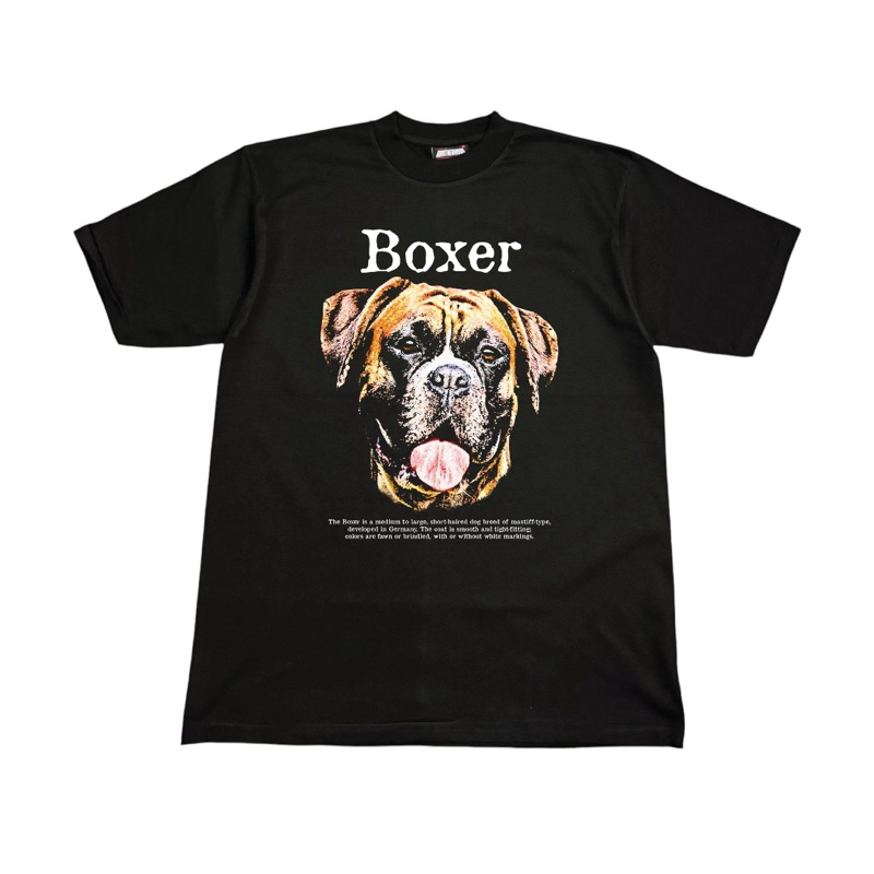 24HoursStudio : Boxer สีดำ/สีขาว เสื้อยืดคอฟิตโอเวอร์ไซส์ #DTG