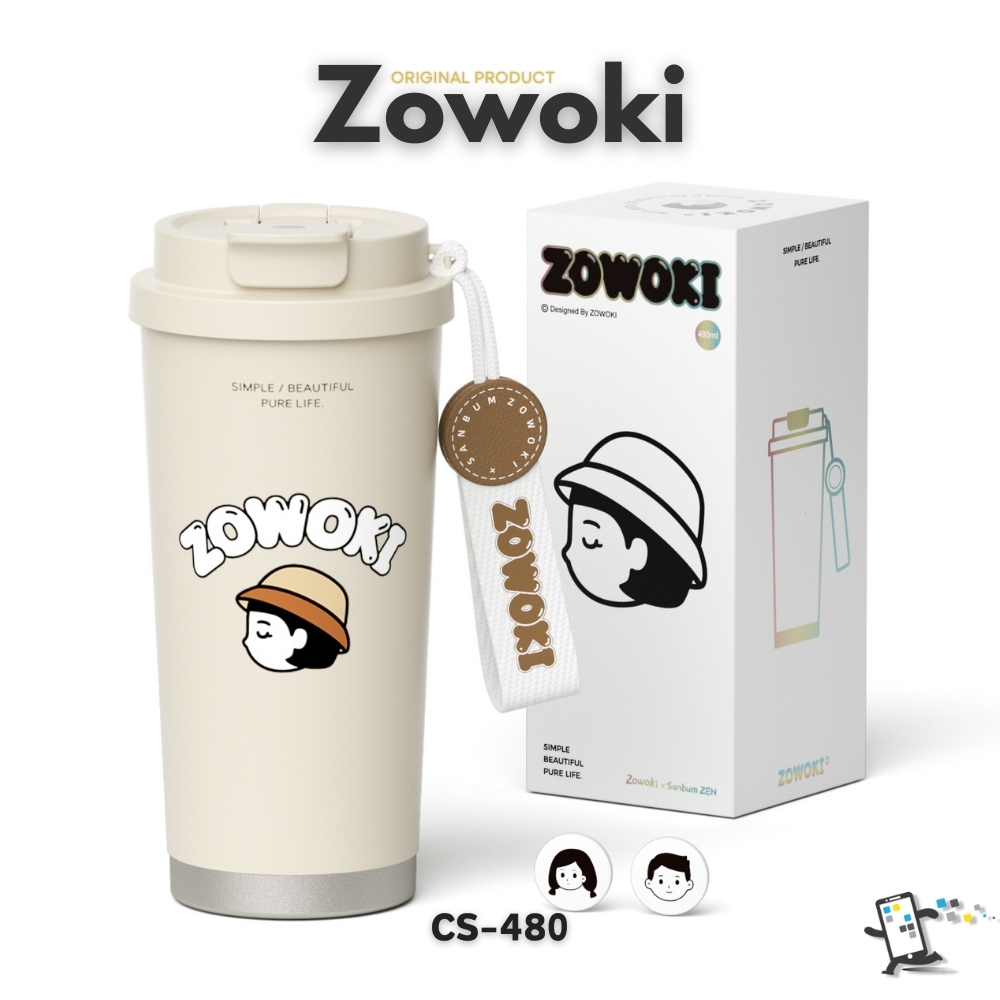 Zowoki CS-480 กระบอกน้ำรักษาอุณหภูมิ แก้วเก็บความเย็น-ร้อน เกรดพรีเมี่ยม ความจุ 480 ml.