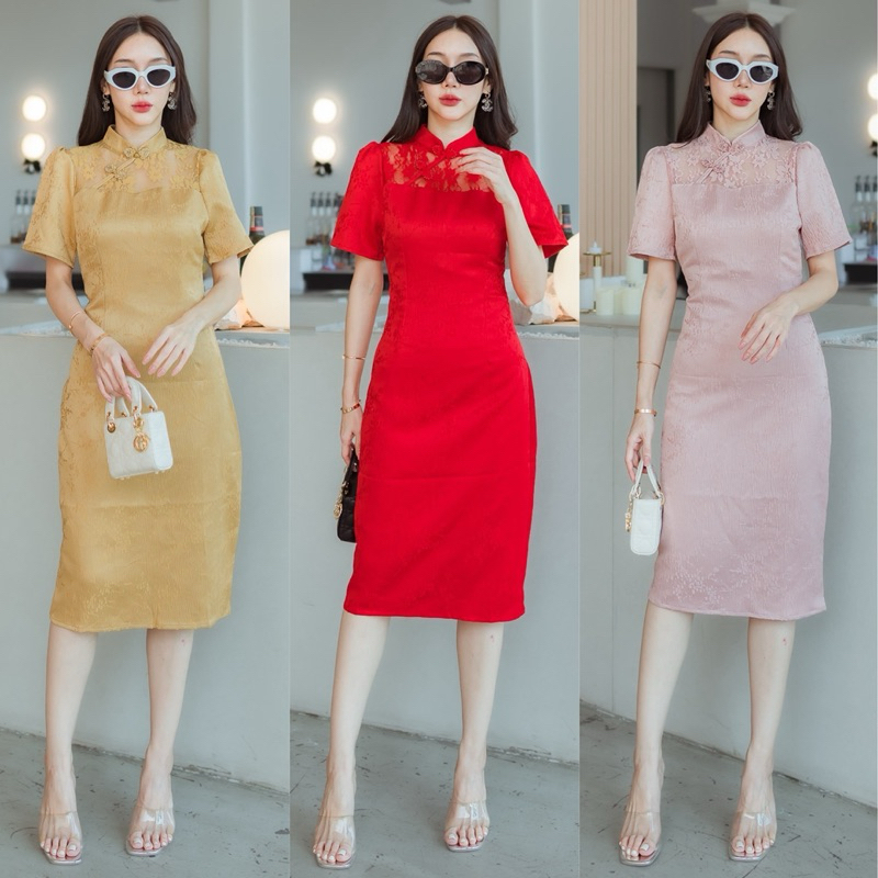 099 เดรสกี่เพ้าสไตล์ลัคชูรี่+พู่ห้อย (Chinese Dress)