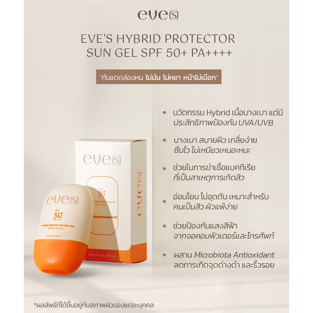 Eve’s นิวส์อีฟส์ กันแดด ไฮบริด โพรเทคเตอร์ ซันเจล ( กันเเดดเนื้อเจล ) SPF 50 PA++++