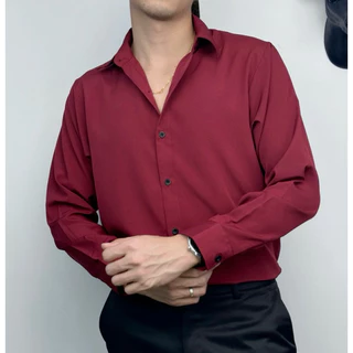 เสื้อเชิ้ตแขนยาวผ้ามัน คอปก สวมใส่สบาย ไม่ร้อน ไม่ต้องรีด!!! 20 สี M-2XL (แขนยาวคอปก)