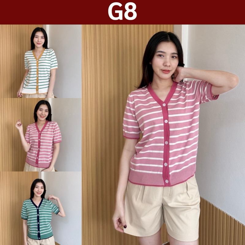 G8 เสื้อลายทางเนื้ิอผ้าไหมพรมผ้าไม่ร้อน
