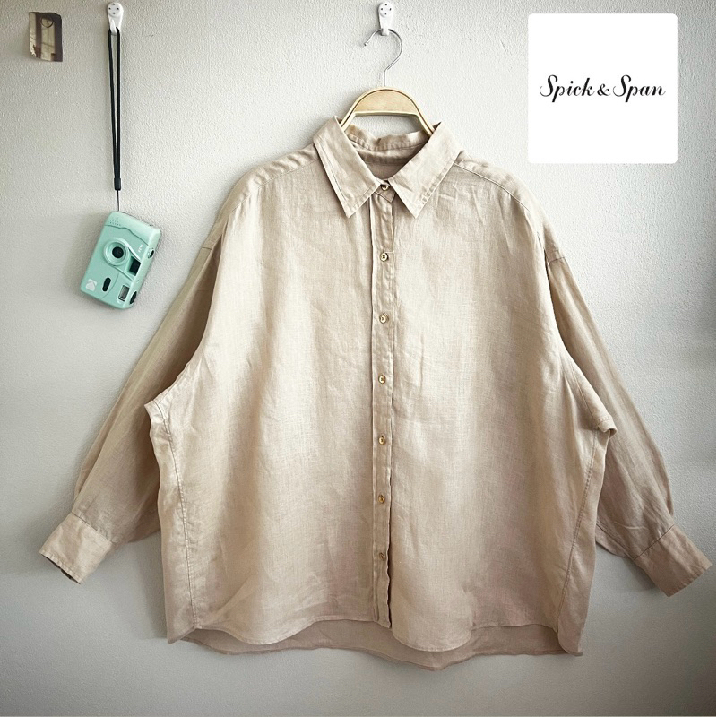 R64  🥨  " Spick&Span " เสื้อเชิ้ตคอปก แขนยาวปลายแขนมีกระดุม กระดุมหน้าทั้งตัว cotton100%