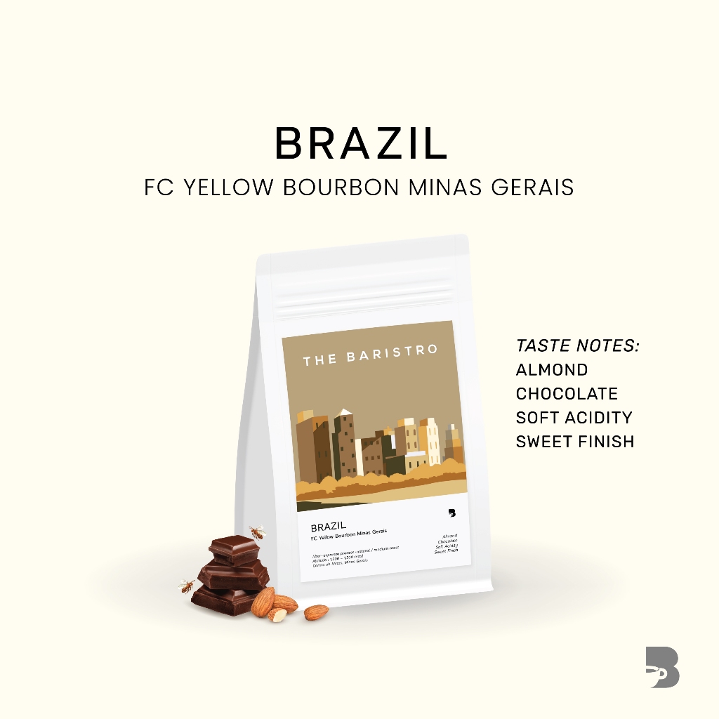 เมล็ดกาแฟ คั่วกลาง - Brazil FC Yellow Bourbon Minas Gerais