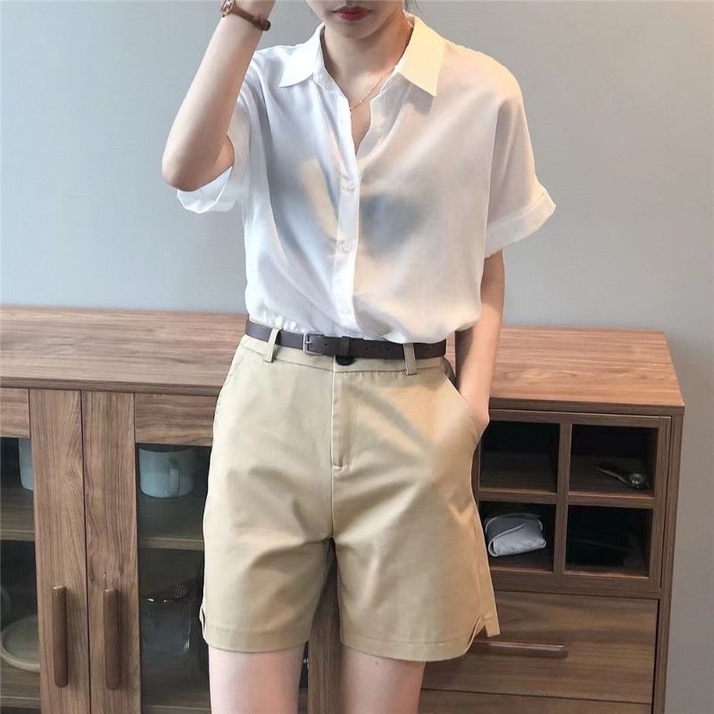 เสื้อเชิ้ตแขนสั้น ป้าย Wanwan clothing แท้ Oversized สไตส์เกาหลี ผ้า cotton 100%