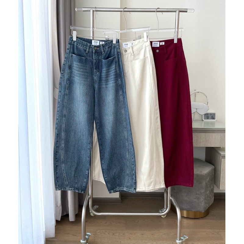 กางเกงยีนส์แบ็คกี้กระบอกใหญ่รุ่น 8742 TAG FSY🇰🇷