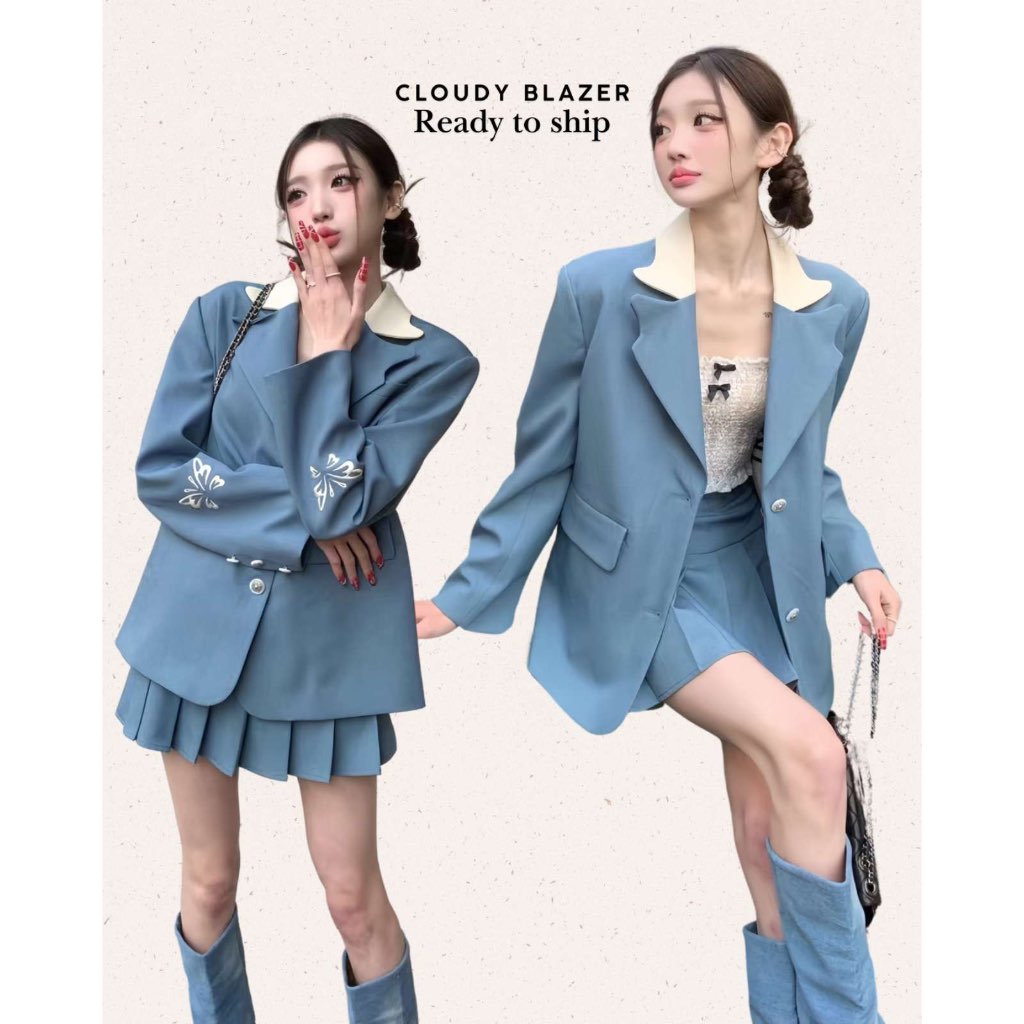 พร้อมส่งเสื้อ「สินค้าลิขสิทธิ์แท้」IRIS FASHION 24ssTouch my future series Cloudy blazer/skirtIB111689