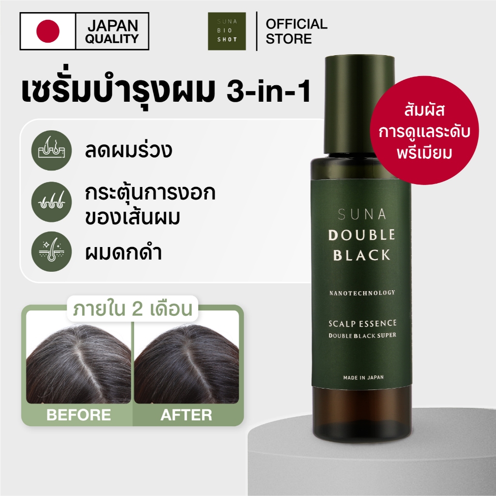 SUNA เซรั่มแก้ผมหงอก ปลูกผมใหม่ ลดผมร่วง บำรุงผม ส่วนผสมจากธรรมชาติ Double Black Super Rosemary & Lavender 100ml Cure Gray Hair / Hair Growth / Anti Hair Loss