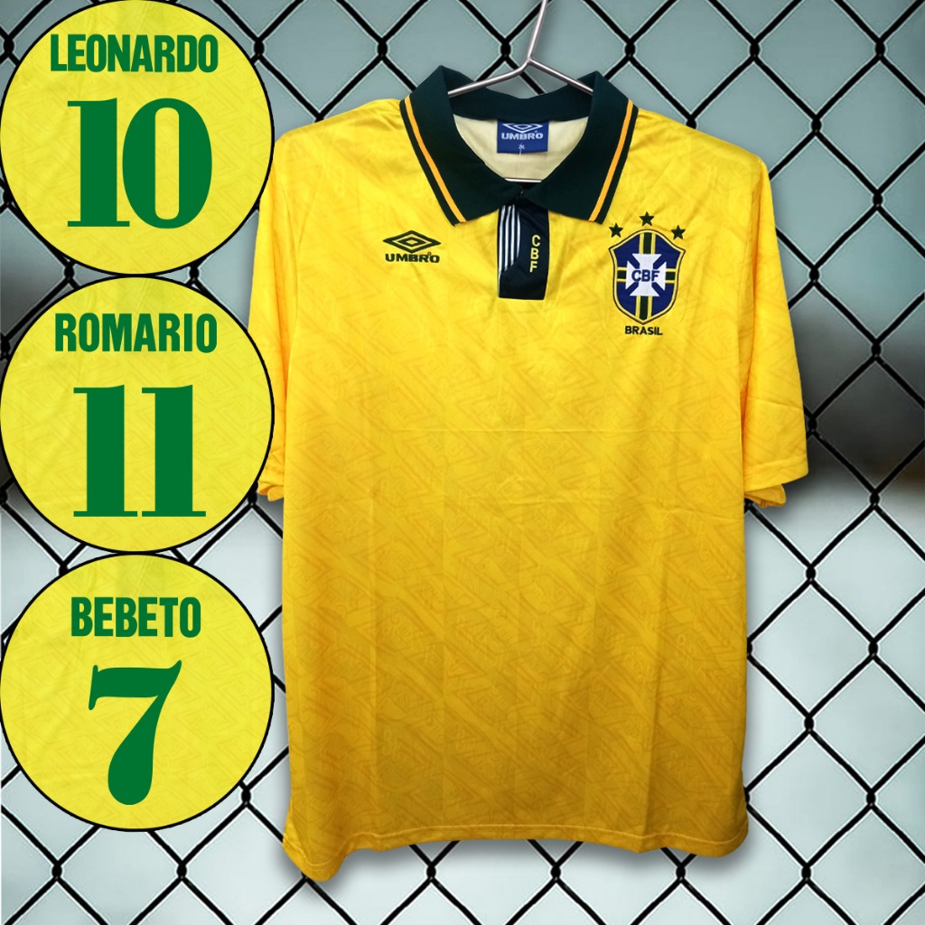 เสื้อฟุตบอลย้อนยุคทีมชาติ บราซิล เหลือง ปี1991-93 #RT0061 เกรดแฟนบอล รับทำชื่อเบอร์ ไซส์ S-2XL