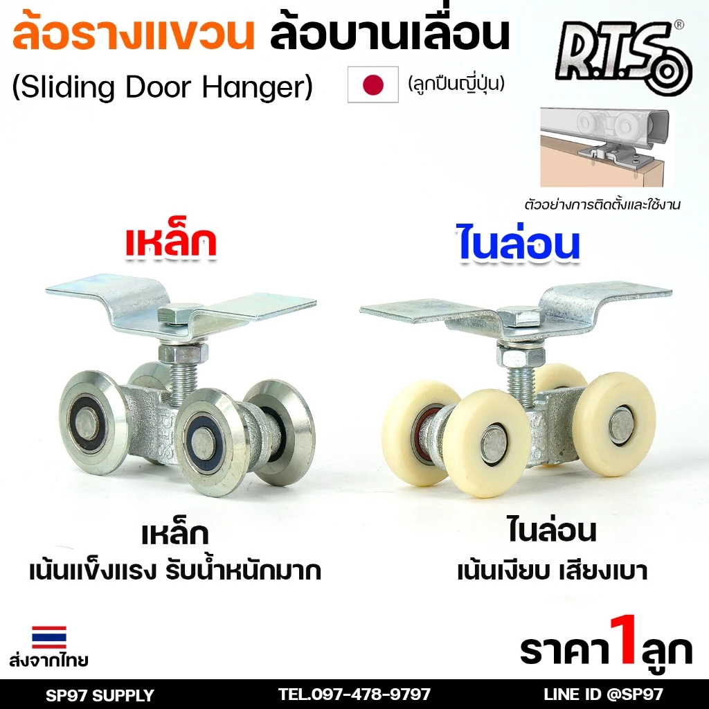 RTS ล้อรางแขวน ล้อบานเลื่อน ขนาด 2นิ้ว 4ลูกคู่ สำหรับราง 2นิ้ว ล้อรางเลื่อน ประตู หน้าต่าง บานแขวน รางแขวน (ราคา 1 ลูก)