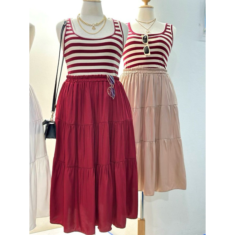 พร้อมส่ง|Dolly Skirt สีใหม่เข้าเพิ่มกระโปรงตัวยาว ดีเทลต่อชั้นๆ รูดเบาๆให้ดูหวานๆพริ้วๆ สาวอวบ ราคา ถูกที่สุด ดีลบีเคเค แกลเลอรีภาพที่ 5