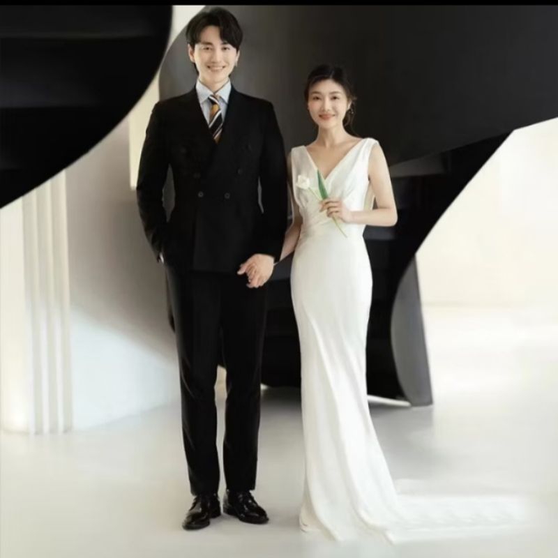 ชุดเจ้าสาว E119-N ชุดแต่งงาน ชุดพรีเวดดิ้ง งานหมั้น ชุดสวย งานเนียบ ผ้าดี มินิมอล E119 พร้อมส่ง