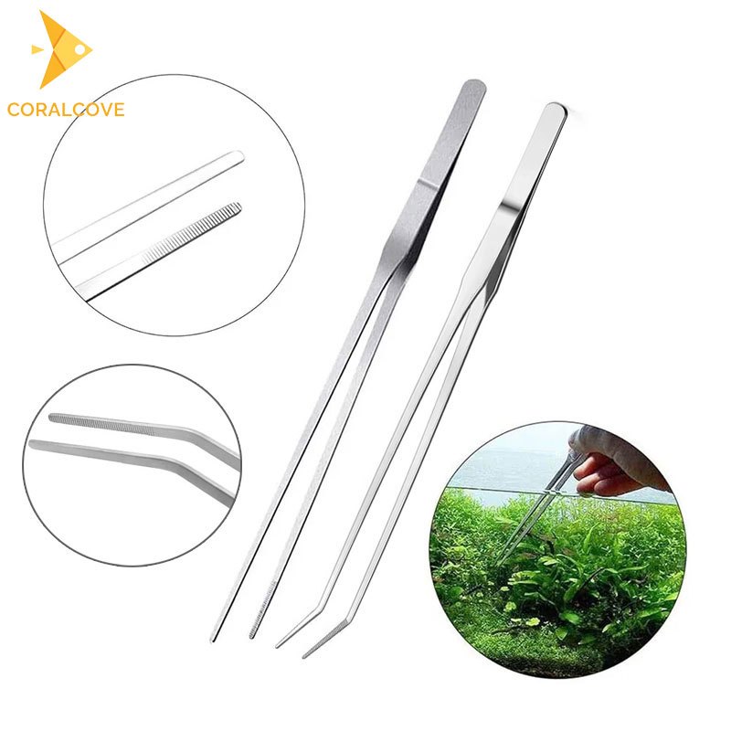 coralcoveshop ฟอร์เซปยาว forcep แหนบแสตนเลส ปลายตรง ปลายงอ 14-30ซม. สำหรับตู้ปลา