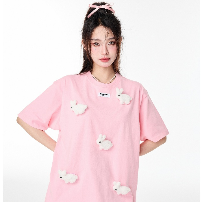 เสื้อยืด oversize เสื้อยืดผู้หญิง ผ้าฝ้าย ขนาดใหญ่ โอเวอร์ไซซ์ แฟชั่นสไตล์เกาหลี เสื้อยืดแขนสั้น