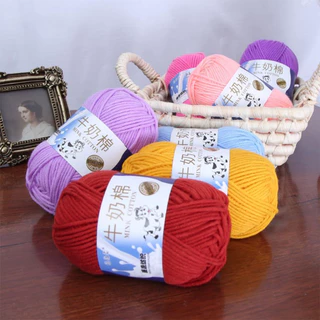 ไหมพรมคอตตอนนม 5ply น้ำหนัก50กรัม milk cotton yarn ไหมเนื้อเนียนนุ่ม ไม่ระคายผิว