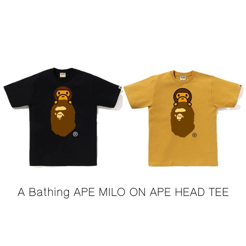 พร้อมส่ง เสื้อยืด A Bathing Ape Bape ลาย MILO ON APE HEAD TEE ของแท้ % จากญี่ปุ่น
