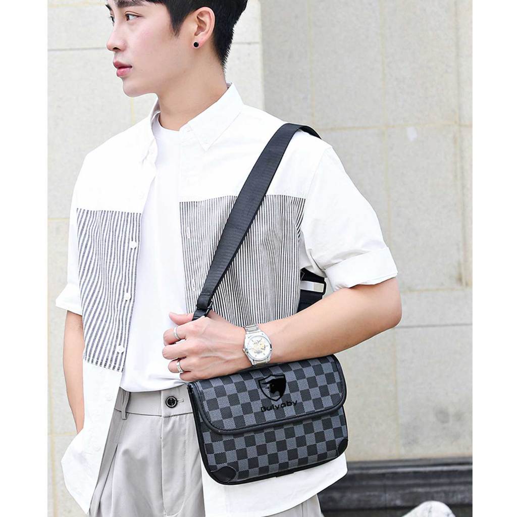 พร้อมส่งกระเป๋าหนังPU คาดอก สะพายข้างได้ กระเป๋าหนังpuผู้ชาย