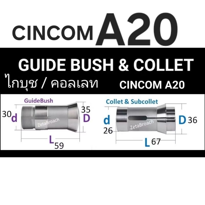 CINCOM A20  GUIDE BUSH & COLLET _ carbide