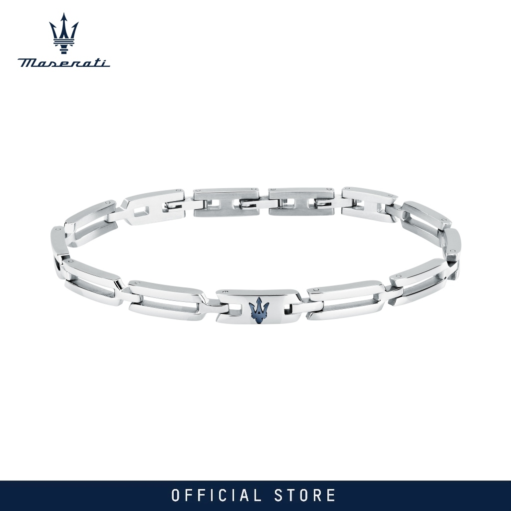 Maserati Jewels 185+30 mm Men's Bracelet, Stainless Steel, Blue Logo, JM424AVD73 (Adjustable)