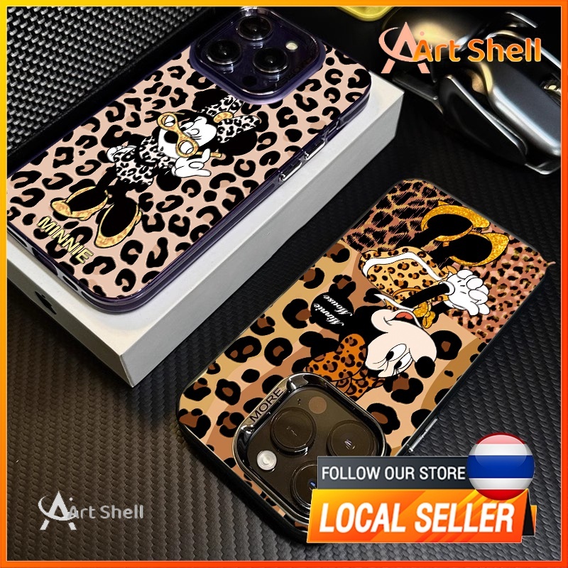 ส่งจากไทย มินนี่กับแว่นตาพิมพ์เสือดาวนิ่มกันกระแทก เคสไอโฟน for iPhone 11 12 13 14 15 16 Pro Max XR XS 7/8P เคสไอโฟน11