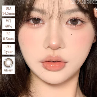 FDA MILL CREEK Milk Tea คอนแทคเลนส์สี ตาโต 14.5mm ค่าสายตา 0.00~-8.00 ใช้ได้12เดือน ผ่านมาตรฐานสากล สวมใส่สบาย