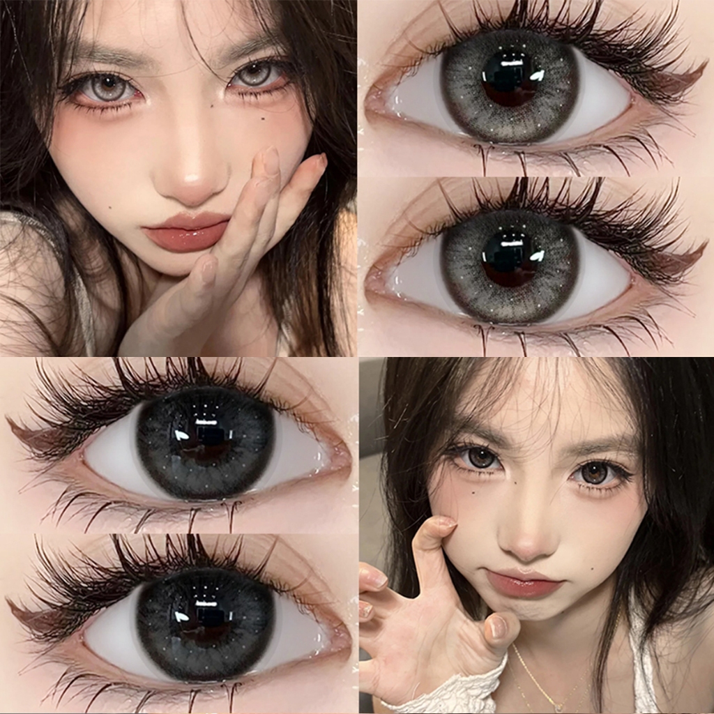 📢 [ซื้อครบ฿72 แถม 3 gift❗] Midroo 0°-600° เลนส์แฟชั่น คอนแทคเลนส์สี Thai Tea Gray/Black ค่าสายตาสั้น