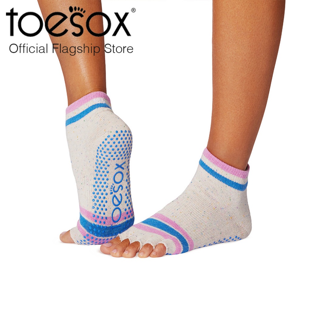 (New Spring 2025) ToeSox Grip Half Toe Ankle Paradise Navy Stripe ถุงเท้ากันลื่นแยกนิ้ว เปิดนิ้วเท้า Ankle Paradise Navy