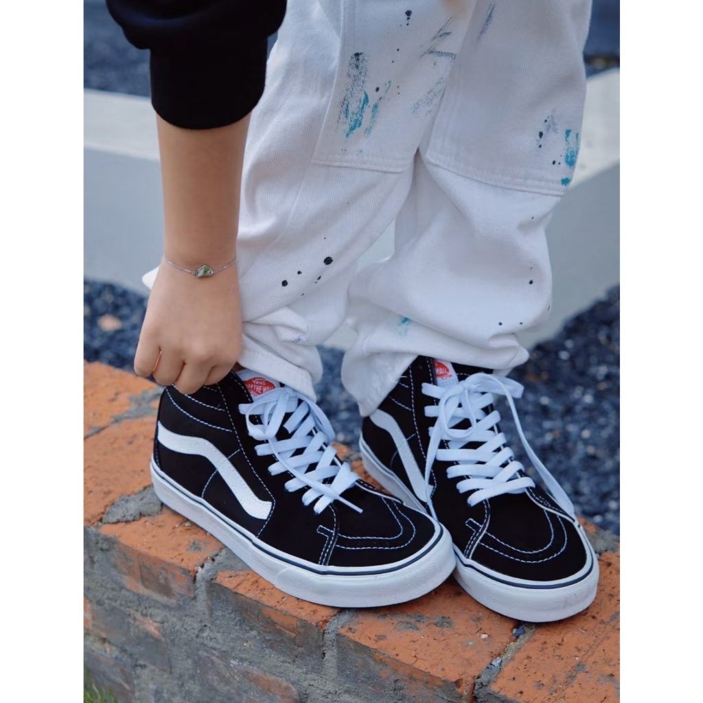 【พร้อมส่ง ของแท้ 100%】SK8 High Top รองเท้าผ้าใบ Black ของแท้ 100% Unisex