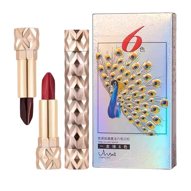 ส่งจากไทย ลิปสติก Ansel แบบสองหัว 6 สี ใน 1 กันน้ำ ไม่ติดถ้วย ติดทนนาน No.8882