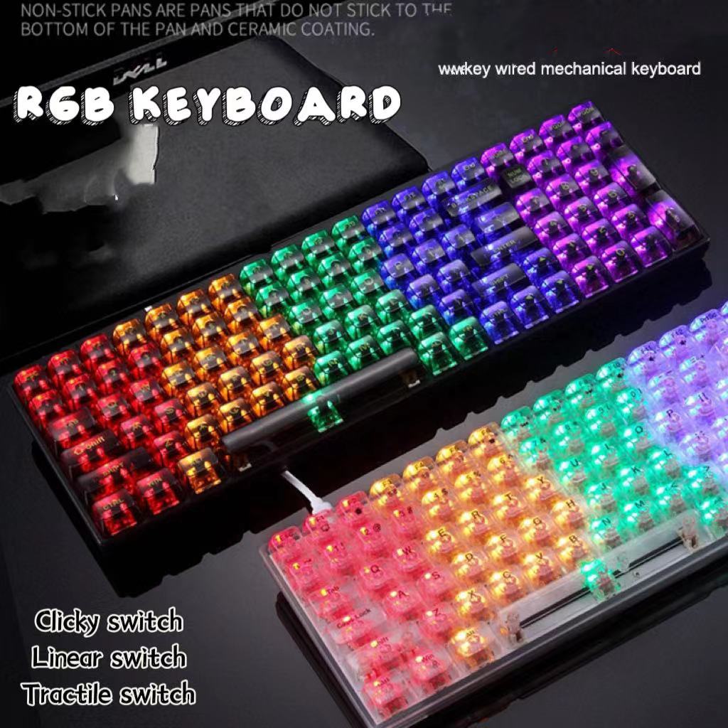 คีย์บอร์ดKeyboard Gaming Blue switch Pink switch คีย์บอร์ด 100 Key Mechanical Keyboard