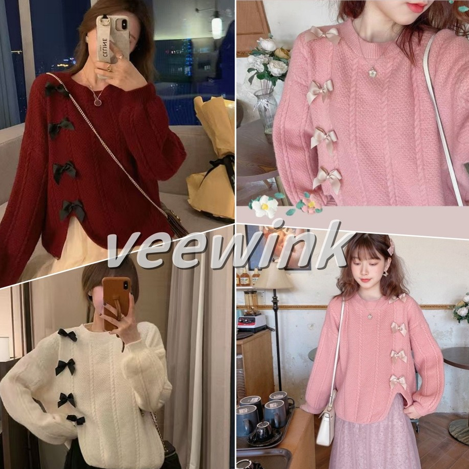 Veewink พร้อมส่งจากกรุงเทพฯ เสื้อสเวตเตอร์คริสต์มาส เสื้อคลุมแขนยาว ผ้านุ่มมาก อาวุโส