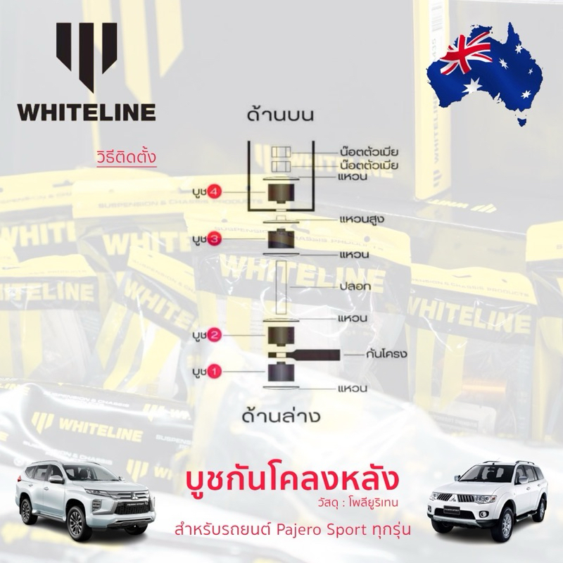 บูชกันโคลงหลัง สำหรับรถ Pajero Sprot ทุกรุ่น พร้อมแหวนรอง