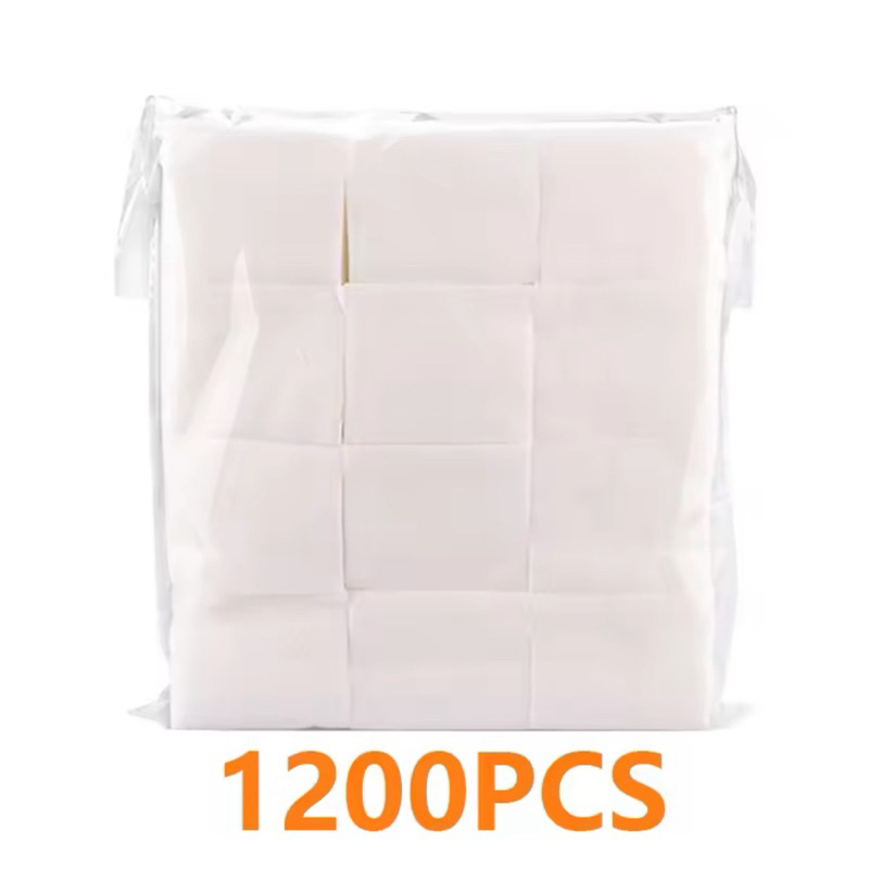 สำลีไร้ขนกรือ ผ้าฝ้ายสักสะอาดแบบใช้แล้วทิ้ง1200ชิ้นไมโครเบลดติ้งนุ่มถาวรทำความสะอาดแปรงล้างเครื่องสำอางถาวร