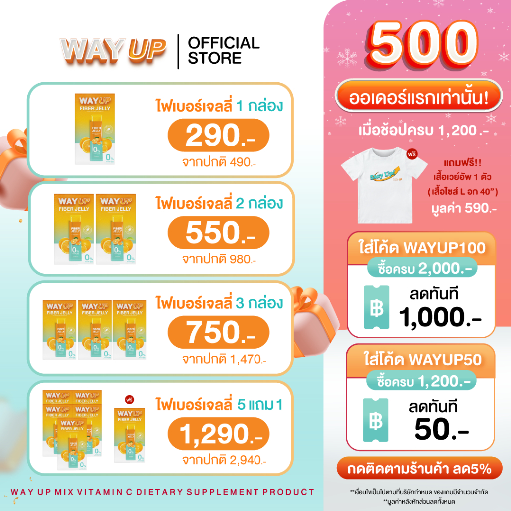 รวมโปร เวย์อัพไฟเบอร์เจลลี่ส้ม (ปรับระบบขับถ่าย เร่งเผาผลาญ ลดไขมันส่วนเกิน ลดพุง ลดบวม)