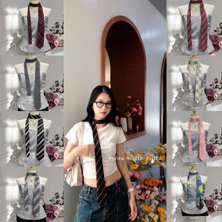 NECKTIE NUTTHA -🎀พร้อมส่ง 🐰 เนคไทลายทาง/ลายสก็อต necktie (แบบผูกเอง/พันคอ) กทม.มีบริการส่งด่วน