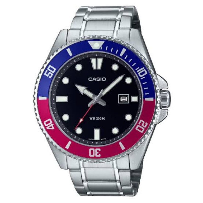 Casio Standard นาฬิกาข้อมือผู้ชาย สายสเตนเลสสตีล รุ่น MDV-107D-1A3 - สีเงิน/ดำ
