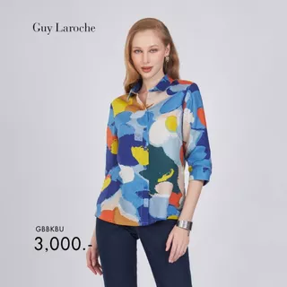 Guy Laroche เสื้อเชิ้ตผู้หญิง Summer Cycle แขนสามส่วน สีน้ำเงิน GBBKBU