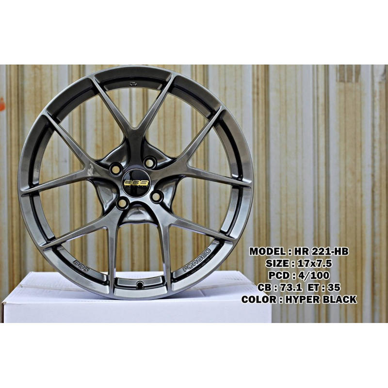 BBS (HR221) งาน FLOWFORMING ขอบ17 กว้าง7.5 ET35 PCD4/100 สีไฮเปอร์แบลค (ราคา4วง)