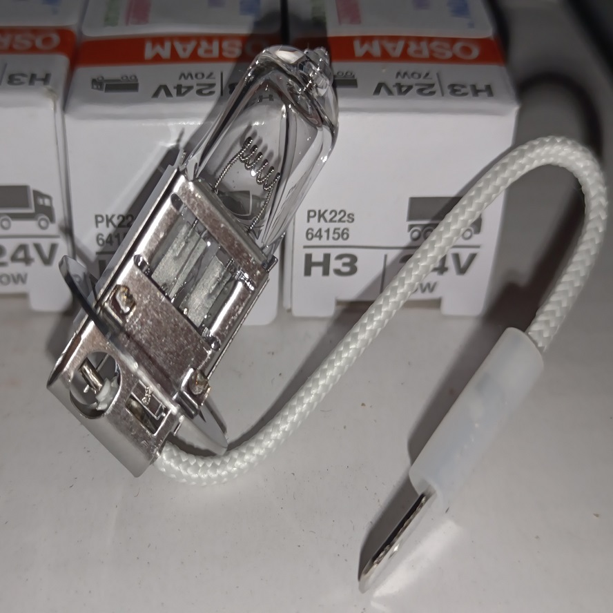 หลอดไฟหน้า H3 24V 70W "มีสาย" OSRAM #H3/24V/70WOR