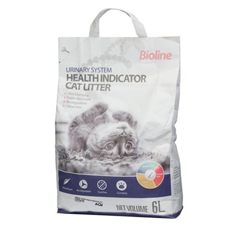 Bioline cat litter ขนาด 6 ลิตร (2.5Kg) ทรายเต้าหู้แมว สามารถตรวจจับความผิดปกติของปัสสาวะได้