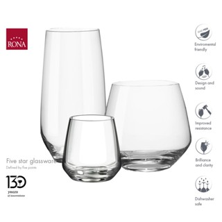 แก้ววิสกี้ แก้วน้ำทรงสูง แก้วน้ำสั้น Rona Charisma