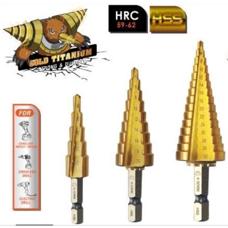 PUMPKIN 26441 PTT-HSS4241S ชุดดอกสว่านเจาะขยายรูทรงเจดีย์ 3 ชิ้น /ชุด 4-12/20/32 ม.ม. ร่องตรง ดอกเจดีย์ พัมคิน