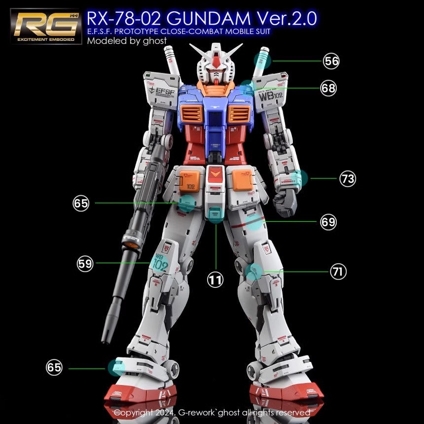 Ghost Decal 203 RG 1/144 Gundam RX-78-2 V.2.0
