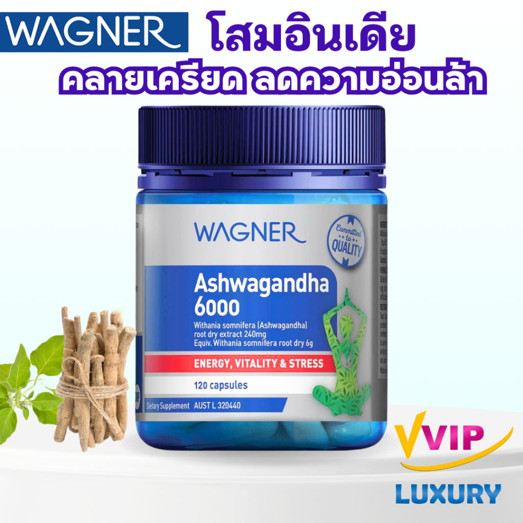 exp12/05/2028 โสมอินเดีย Wagner Ashwagandha 6000 120 Capsules