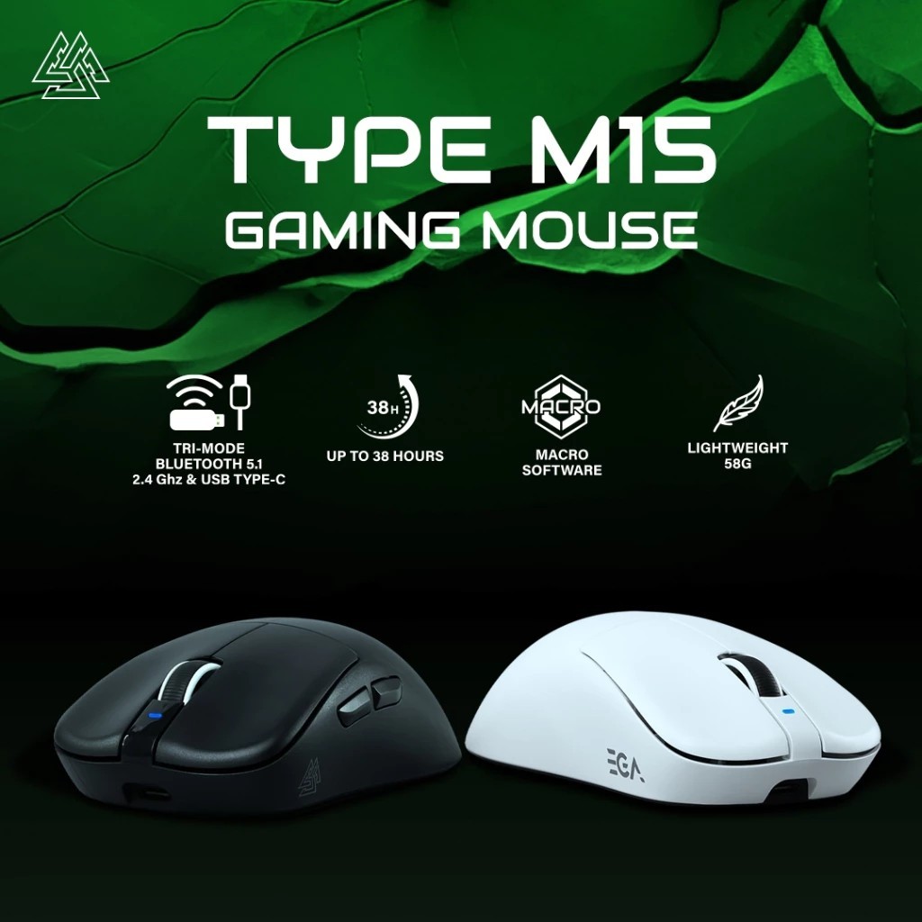 เมาส์เกมมิ่งไร้สาย Bluetooth/Wireless/Wired EGA รุ่นType M15 Gaming Mouse