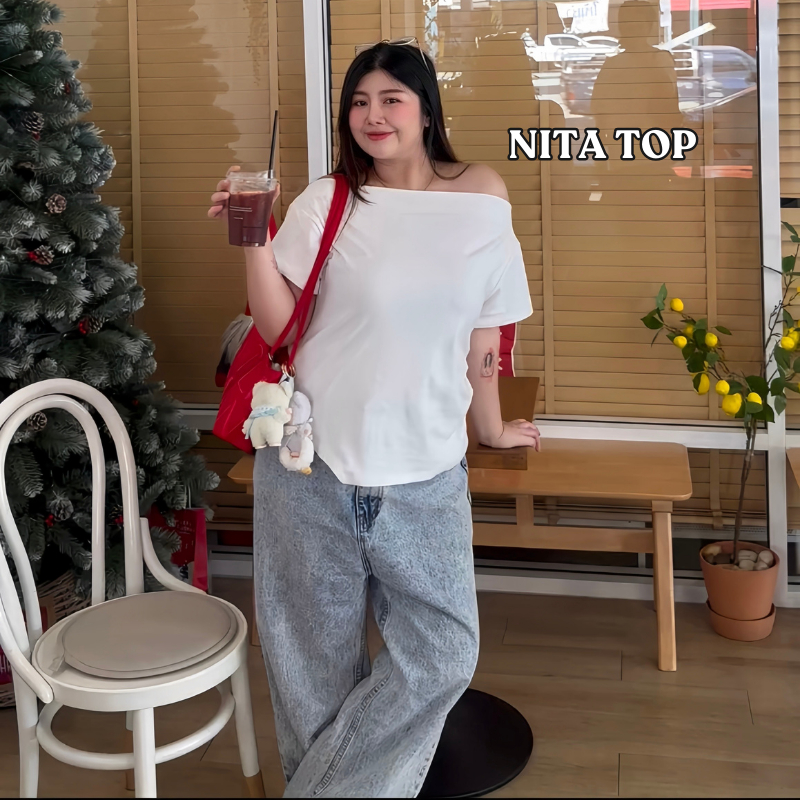 Nita top ปาดไหล่สาวอวบ| plussizeby.yuti