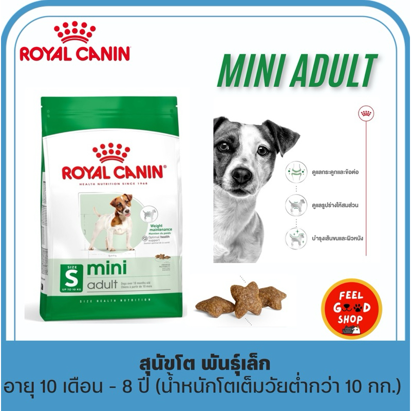 Royal canin Mini adult (2kg) สุนัขโต พันธุ์เล็ก อายุ 10 เดือน - 8 ปี (น้ำหนักโตเต็มวัยต่ำกว่า 10 กก.) (Exp.01/03/27)