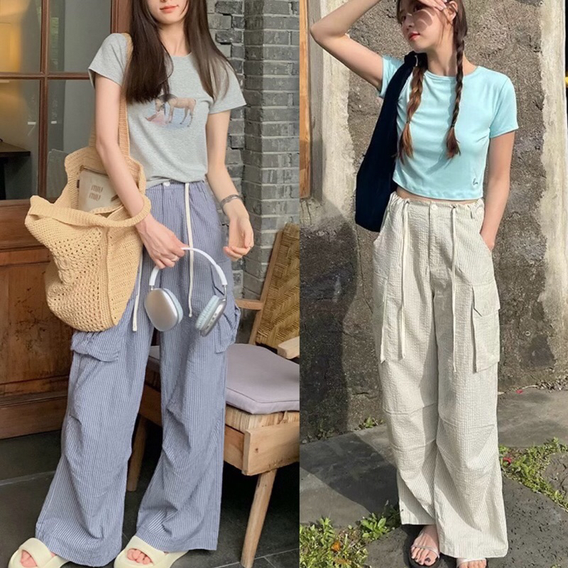 กางเกงคาร์โก้ลายริ้ว รุ่น 3320 TAG.WG.WE🇰🇷🇰🇷