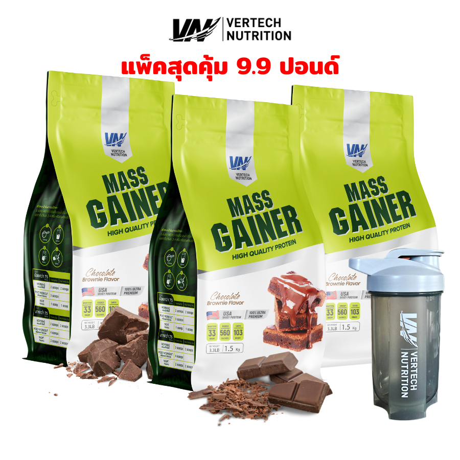 (3 ถุง) VERTECH NUTRITION WHEY PROTEIN MASS GAINER เวย์โปรตีน แมสเกนเนอร์ พลังงานสูง สูตร BULK